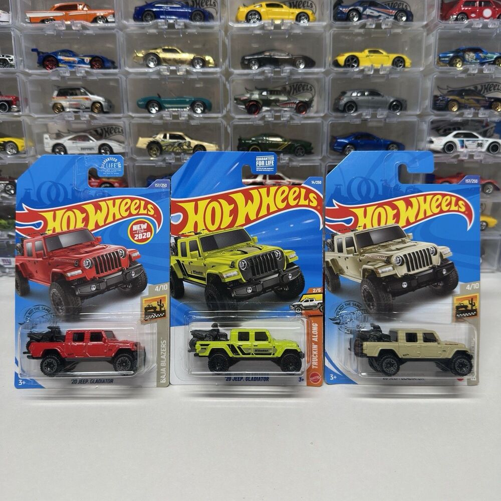 Hot Wheels 2020 Jeep Gladiator Lot of 3 Red Green Tan Color Variations New